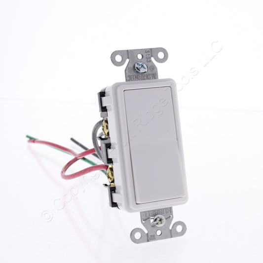 Hubbell White Decorator Rocker Switch Double Pole w/Pigtail 20A 120/277V DSL220W