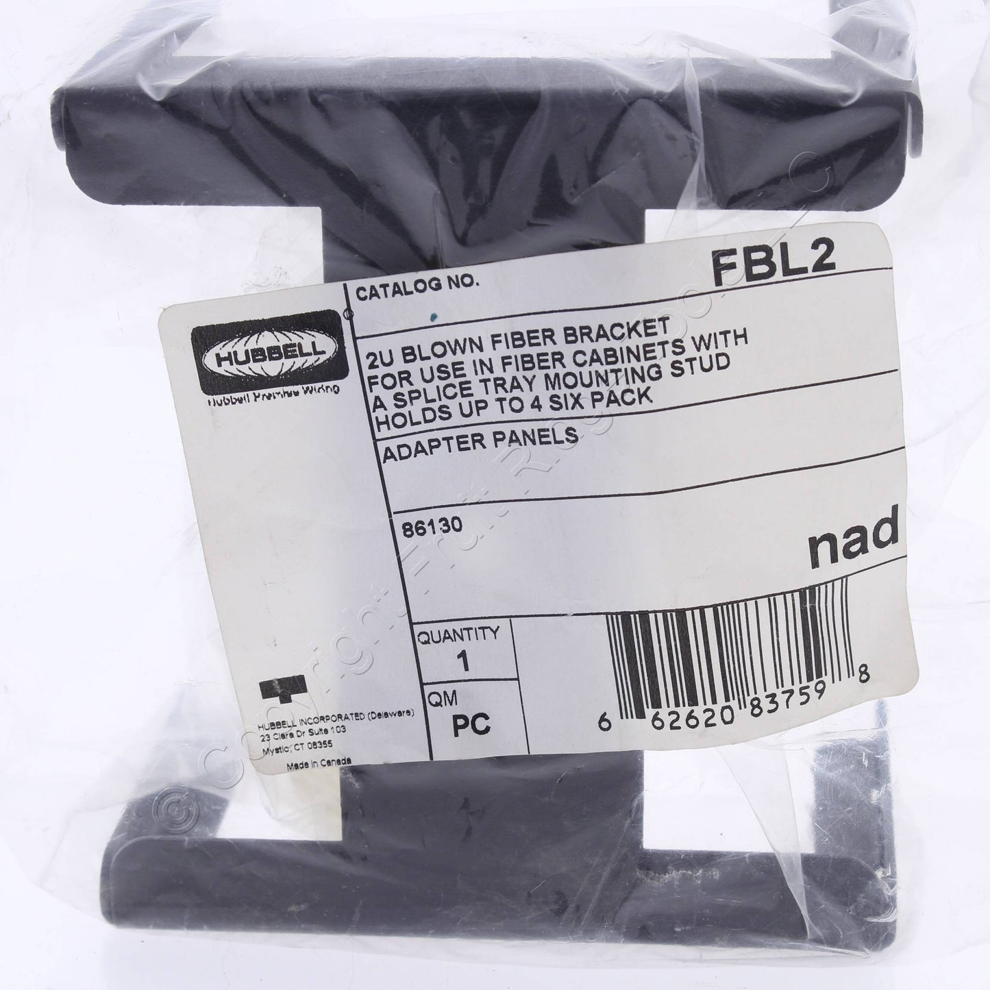 Hubbell Blown Fiber Adapter Bracket 2U Holds 4 FSP Adapter Panels FBL2