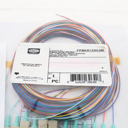 Hubbell Fiber Optic 12-Cable Pigtail Bundle Riser MM SC OM2 3m FPBKR12SC2M