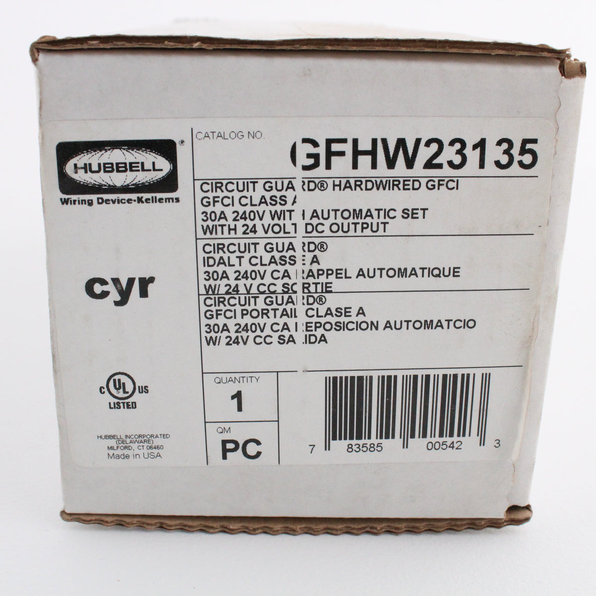 Hubbell Hard-Wired Gfci Automatic Reset 30A 240V 24VDC Output GFHW23135