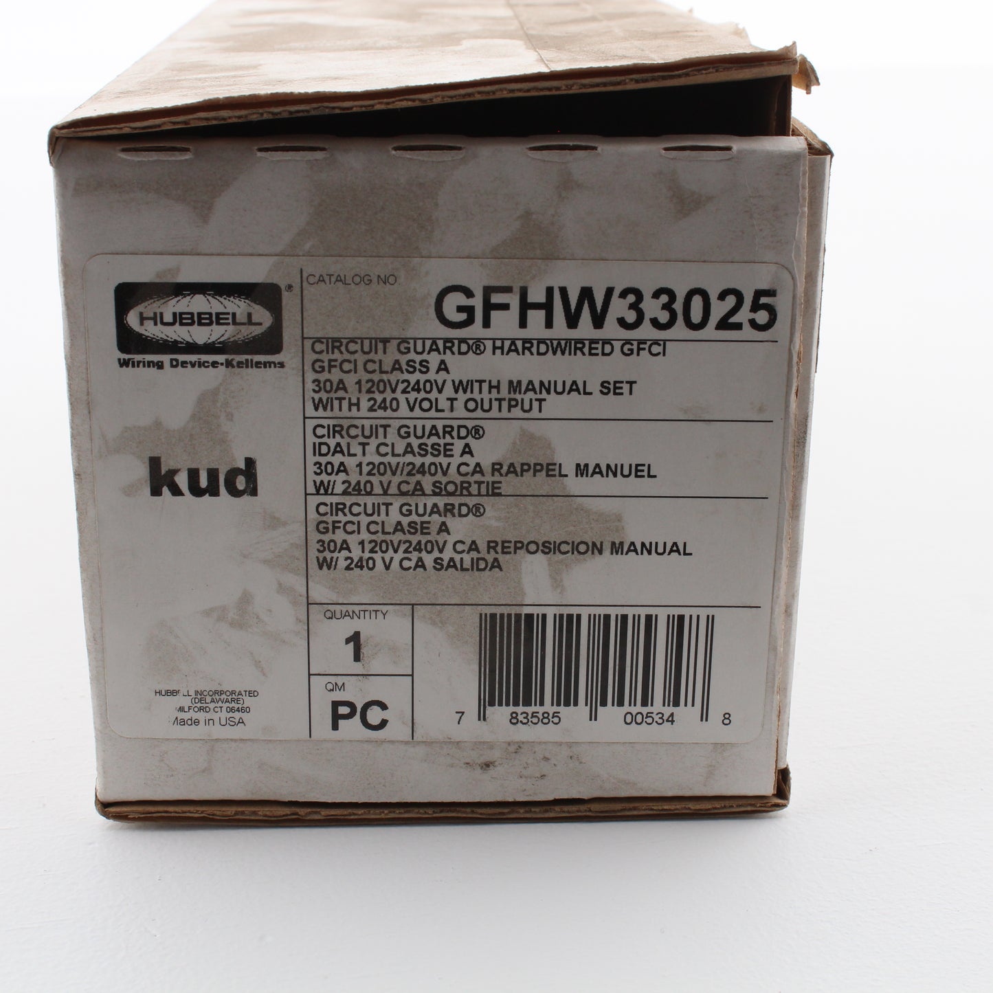 Hubbell Hard-Wired Gfci Manual Reset 30A 120/240V 240V Output GFHW33025