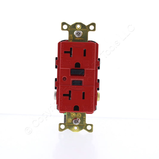 Hubbell Red Tamper Resistant Industrial Grade GFCI Receptacle 20A GFR5362RTR