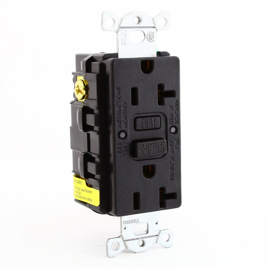 Hubbell GFRST20BKCF Black 20A Autoguard Self-Test GFCI Receptacles 5-20R 10pcs