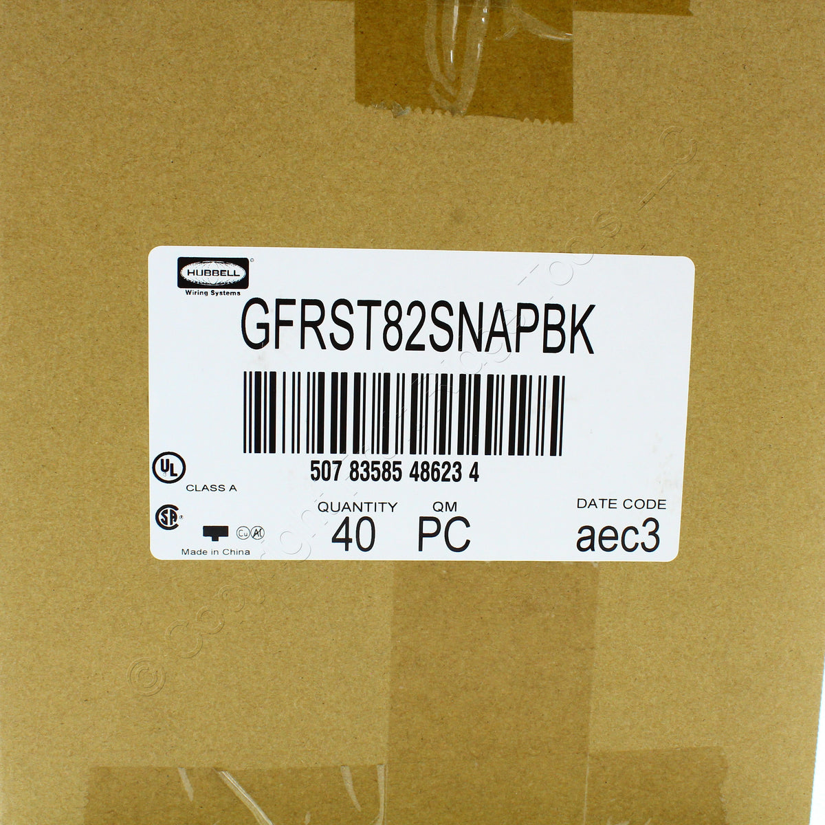 Hubbell GFRST82SNAPBK 15A SnapConnect Black Hospital GFCI Receptacles 40-Pack
