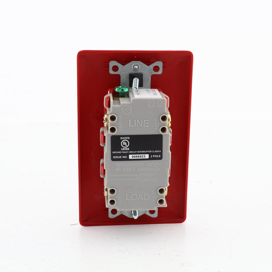 Hubbell GFTRST15RB Red 15A Self-Testing GFCI Tamper Resistant Receptacle w/Alarm