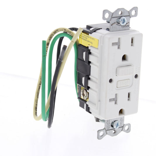 Hubbell GFTRST20WP2 White 20A Self-Testing Tamper Resistant GFCI Outlet w/ Leads