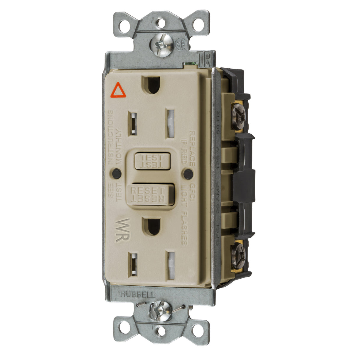 Hubbell 15A Ivory Isolated Ground SelfTest Gfci Weather Tamper Resistant Outlet