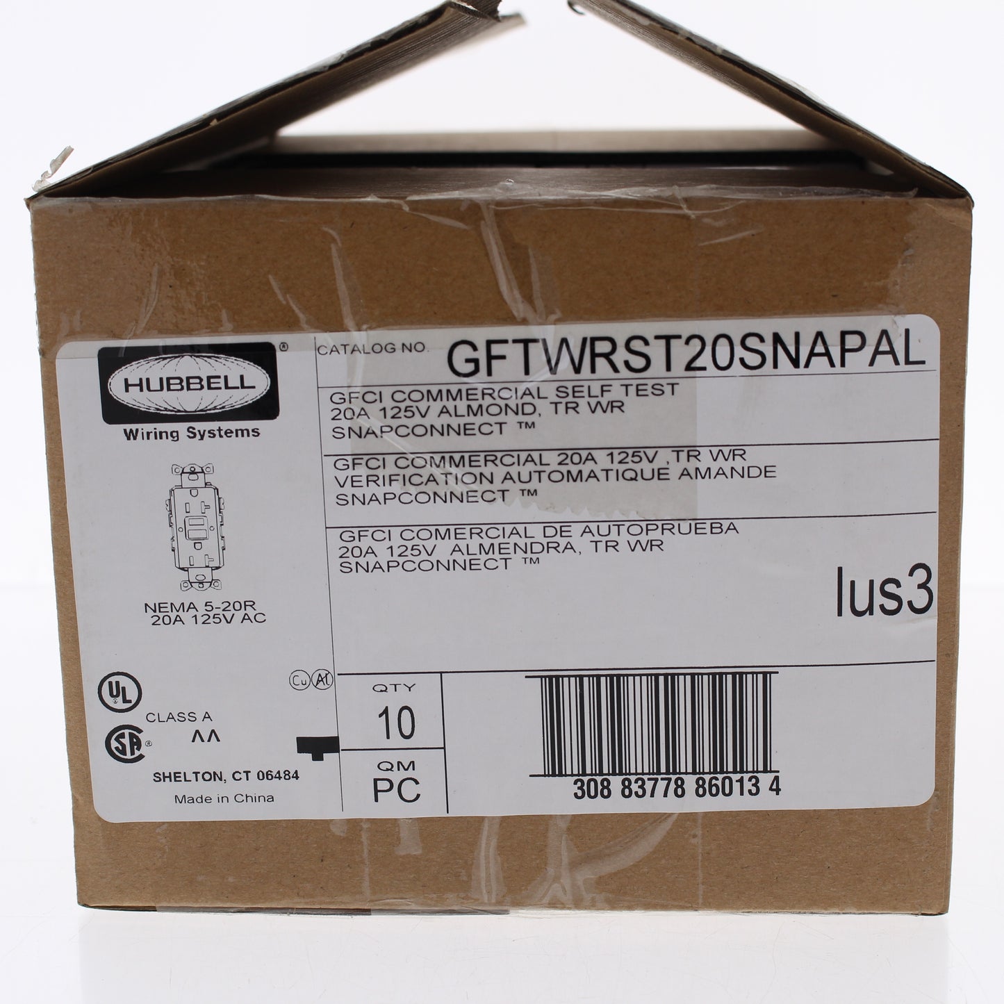 Hubbell GFTWRST20SNAPAL 20A SnapConnect Tamper Weather Outlets Almond 10-Pack