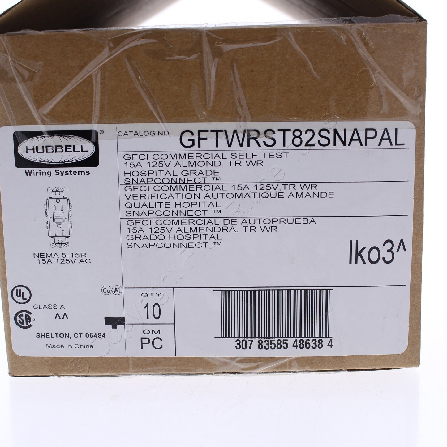 10 Hubbell 15A SnapConnect Self-Test Tamper Weather Hospital Gfci Outlets Almond
