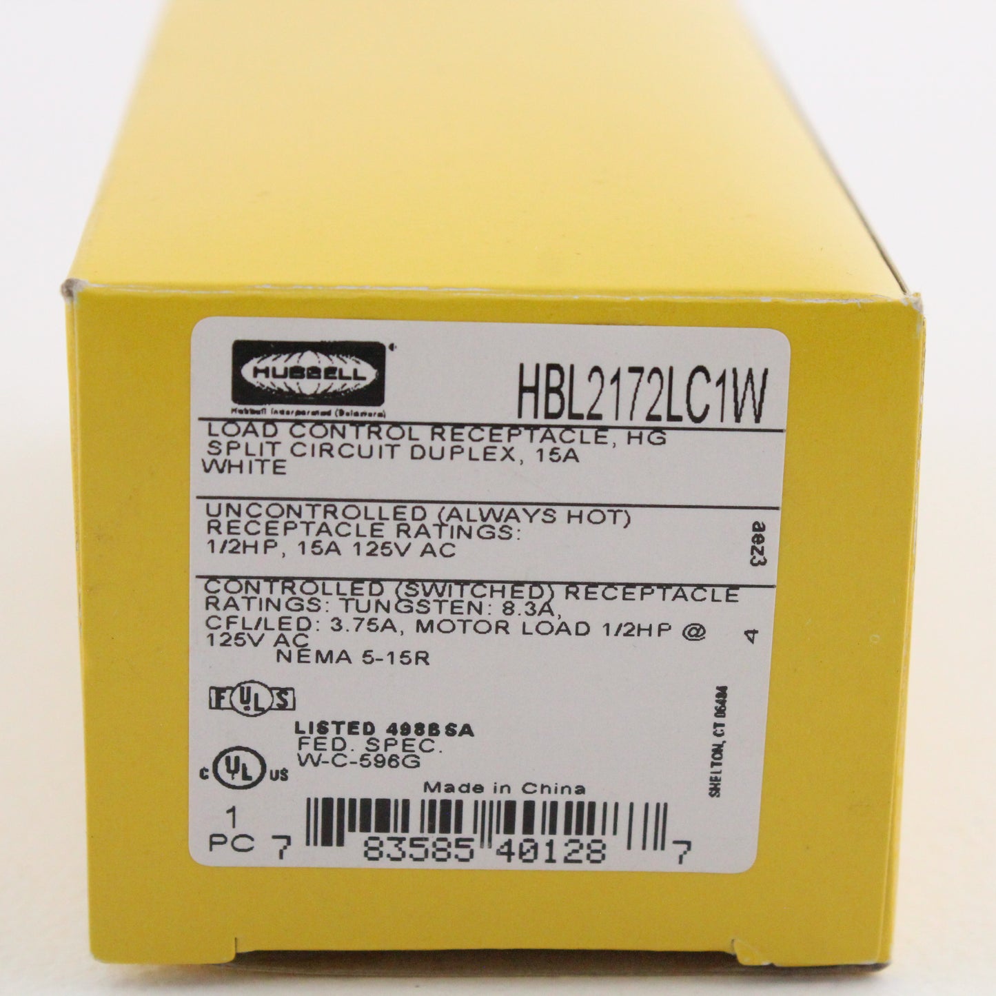 Hubbell White Hospital GR TR 1/2 Controlled Switched Receptacle 15A HBL2172LC1W