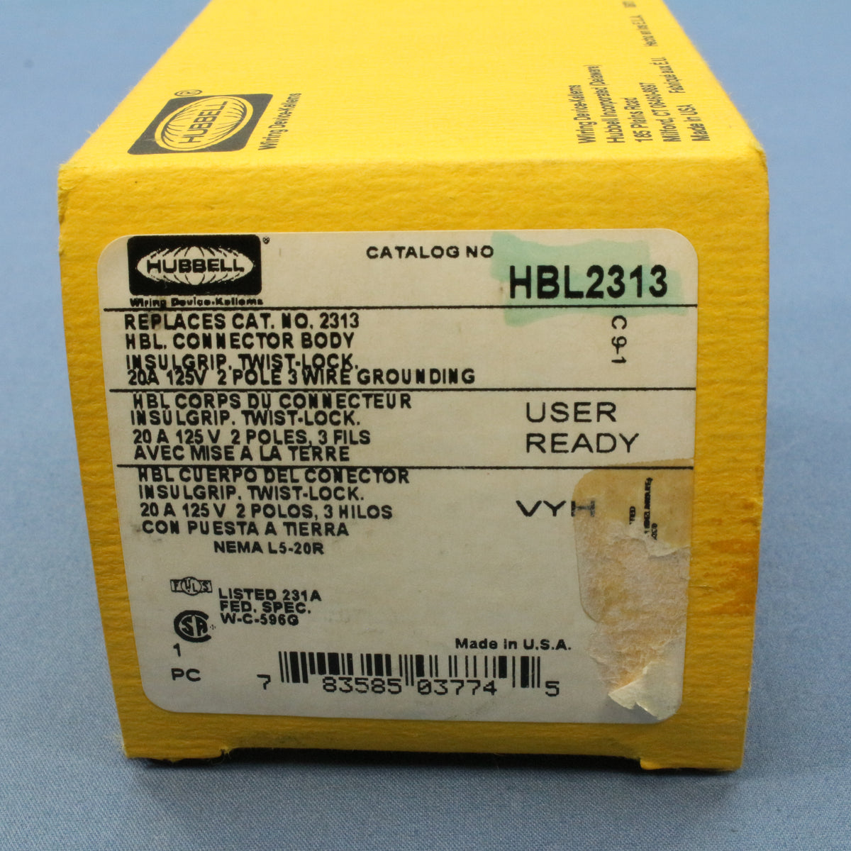 Hubbell Twist Turn Locking Connector Insulgrip NEMA L5-20R 20A 125V HBL2313