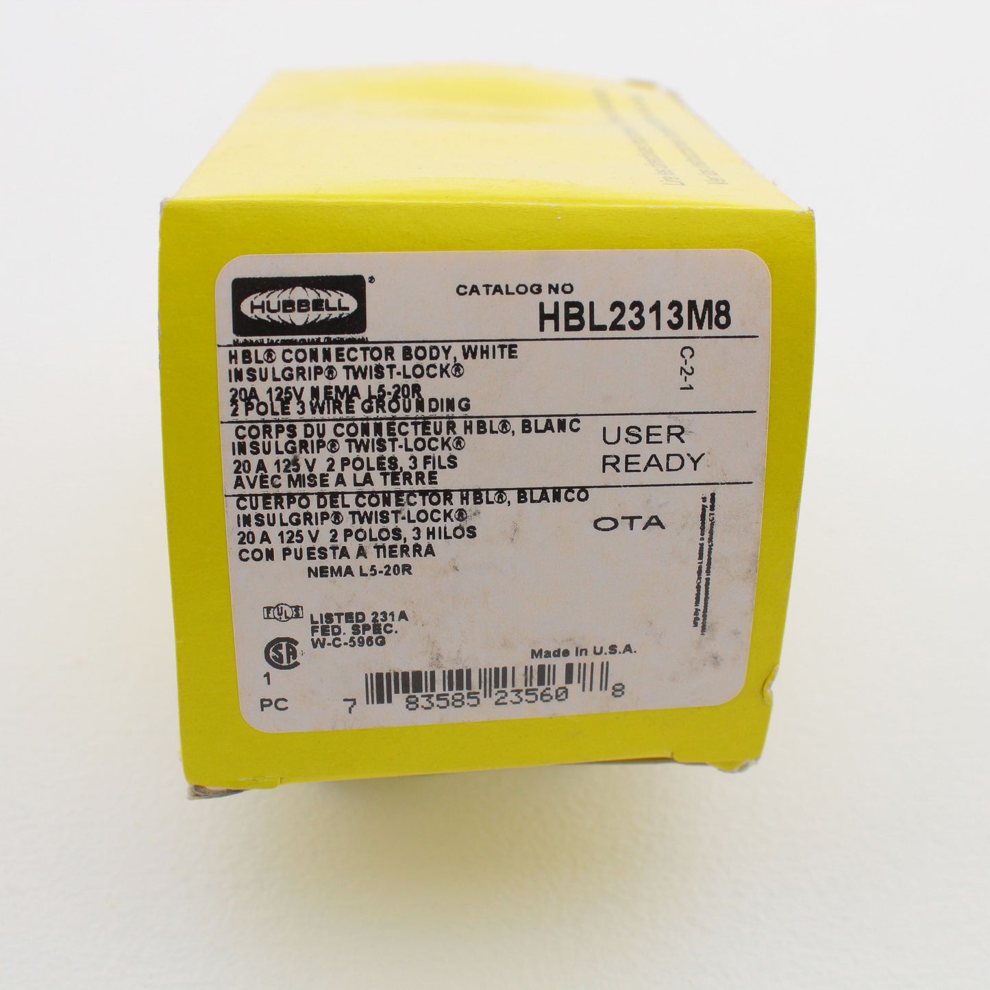 Hubbell ALL White Twist Turn Locking Connector Insulgrip L5-20R 20A 125V HBL2313