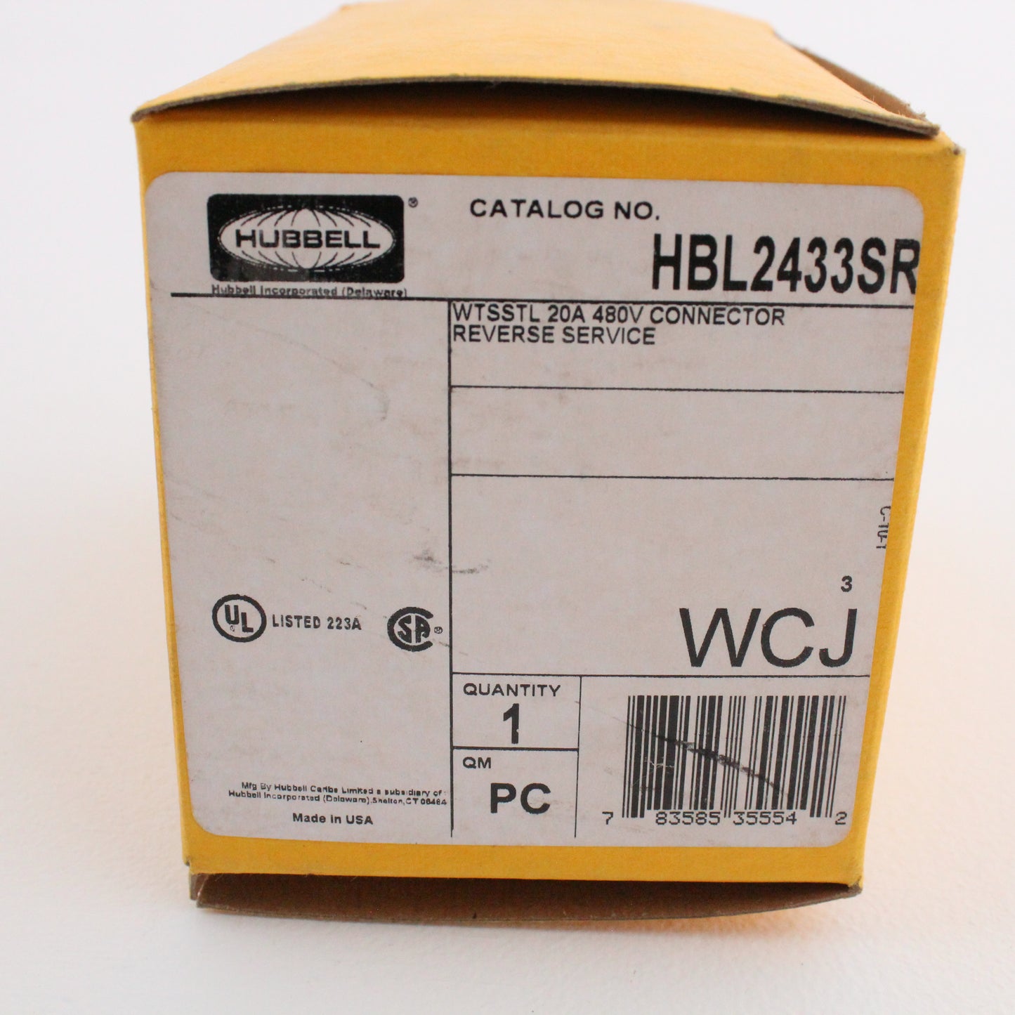 Hubbell Locking Connector Nema L16-20R 20A 480V 3� WT Reverse Service HBL2433SR