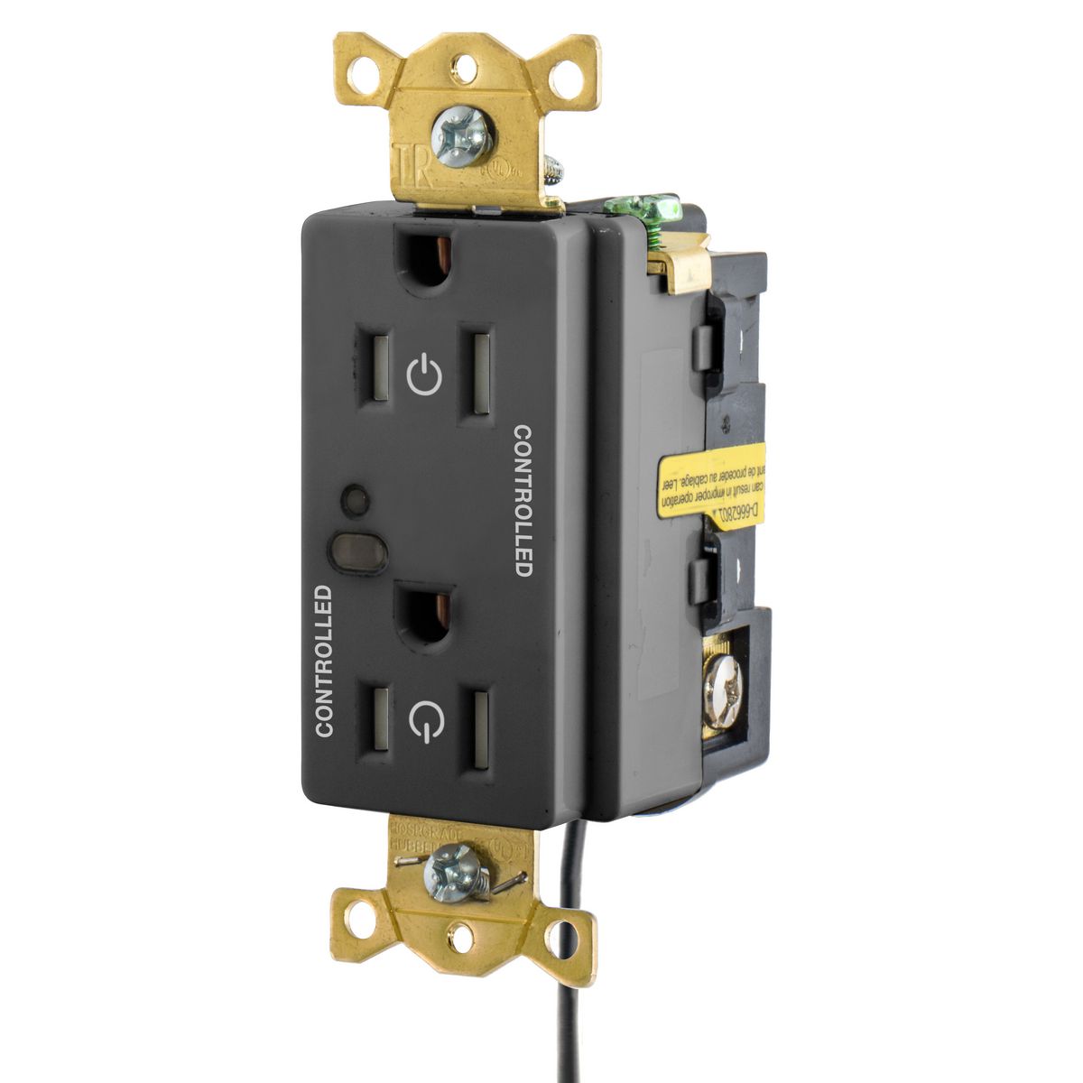 Hubbell Black Industrial TR 2/2 Controlled Switched Receptacle 15A HBL5262LC2BK