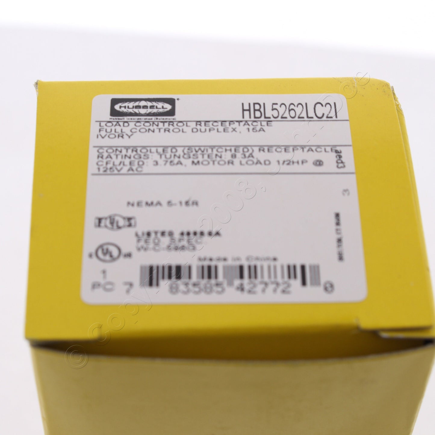 Hubbell Ivory Industrial TR 2/2 Controlled Switched Receptacle 15A HBL5262LC2I