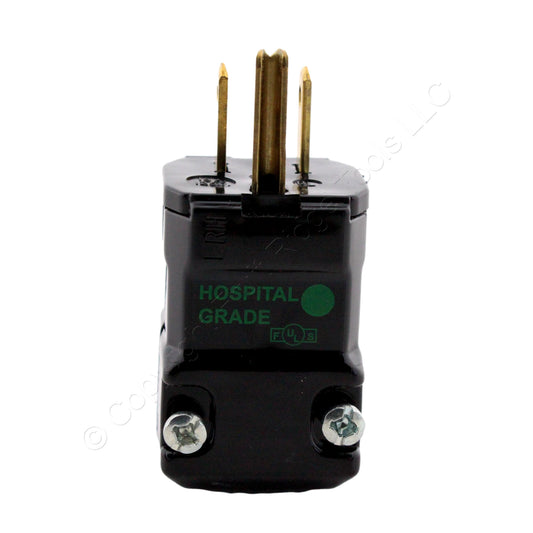 Hubbell 8115VBK Black Hospital Grade Straight Blade Plug Valise 5-15R 15A 125V