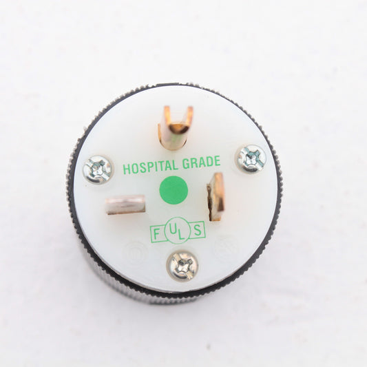 Hubbell HBL8315C 20A 5-20P Hospital Connector Plug Straight Blade Black White