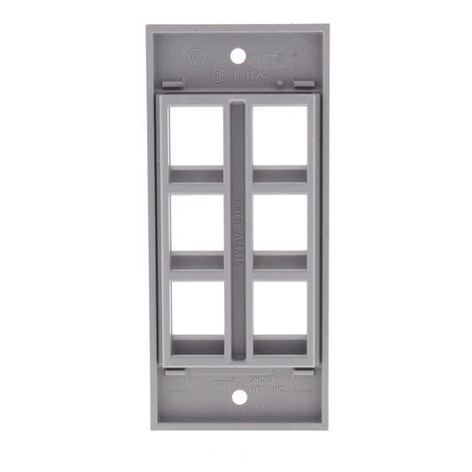 Hubbell Gray AMP 6-Port Faceplate For Floor/Wall Boxes Screw-Mount HBLAMP313SGY