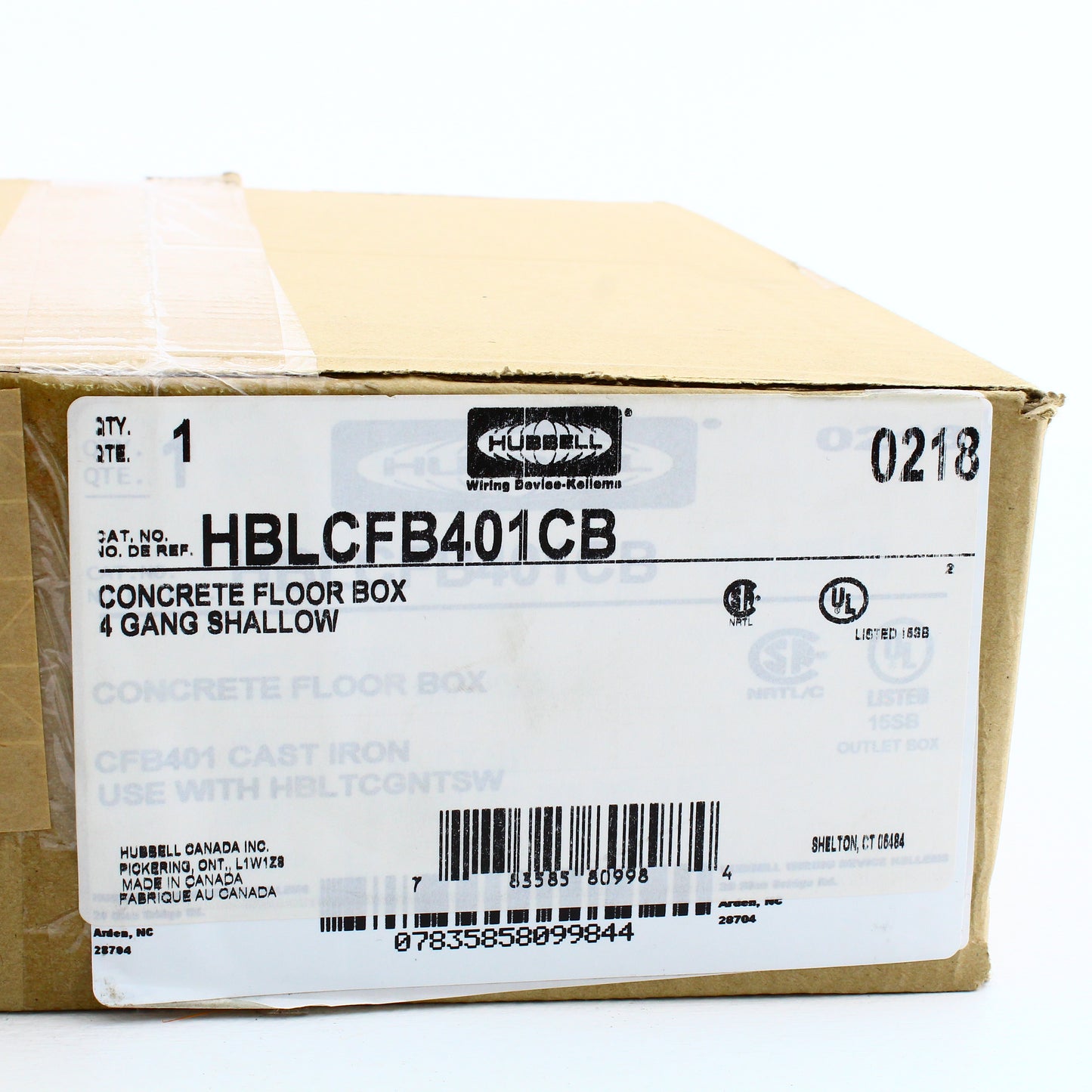 Hubbell HBLCFB401CB 4-Gang Shallow Cast Iron Concrete Floor Box 25.5 cu in.