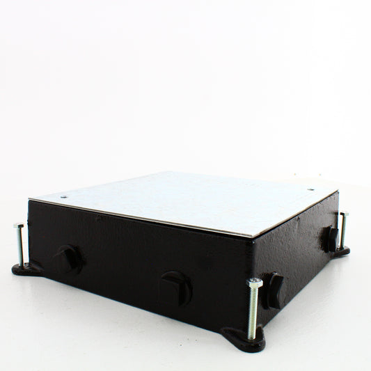 Hubbell HBLCFB401CB 4-Gang Shallow Cast Iron Concrete Floor Box 25.5 cu in.