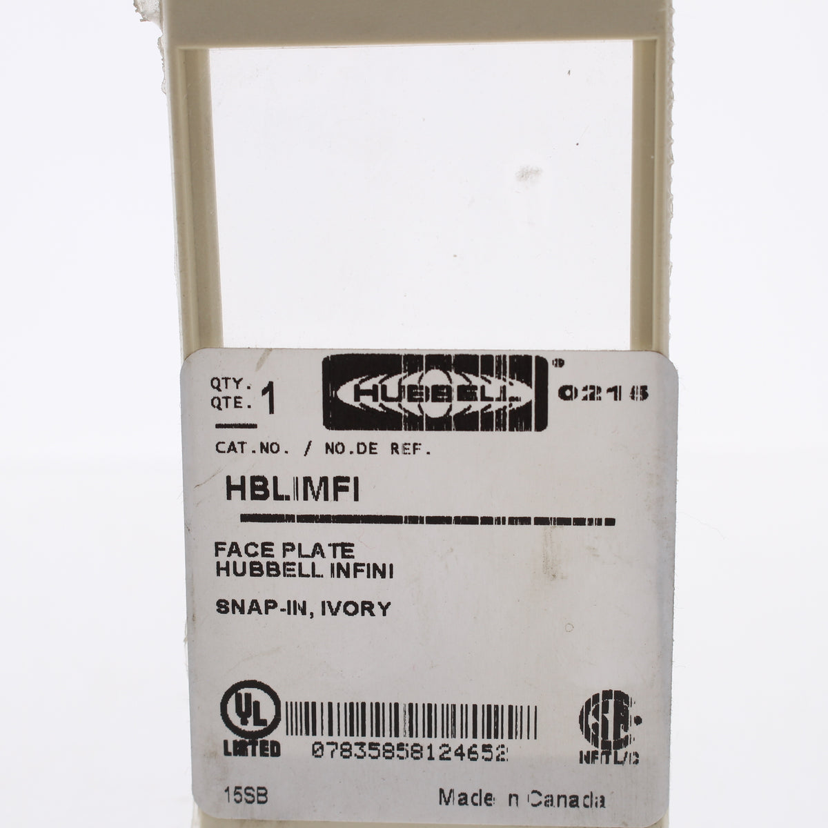 Hubbell HBLIMFI Ivory 1-Gang iStation Wallplate Snap-In Infini Faceplate 2-pack
