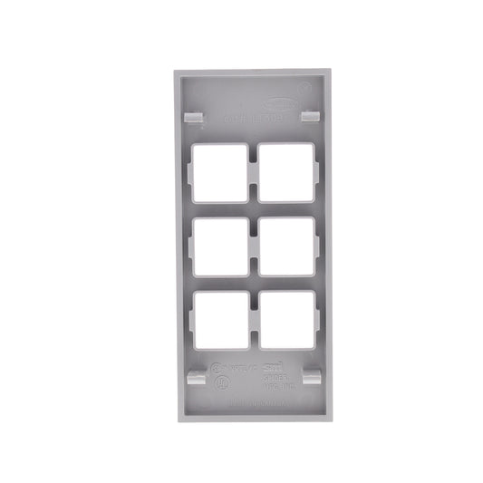 Hubbell HBLLT309GY Gray 1-Gang 6-Port, Lucent PVC Rigid Custom Wallplate Cover