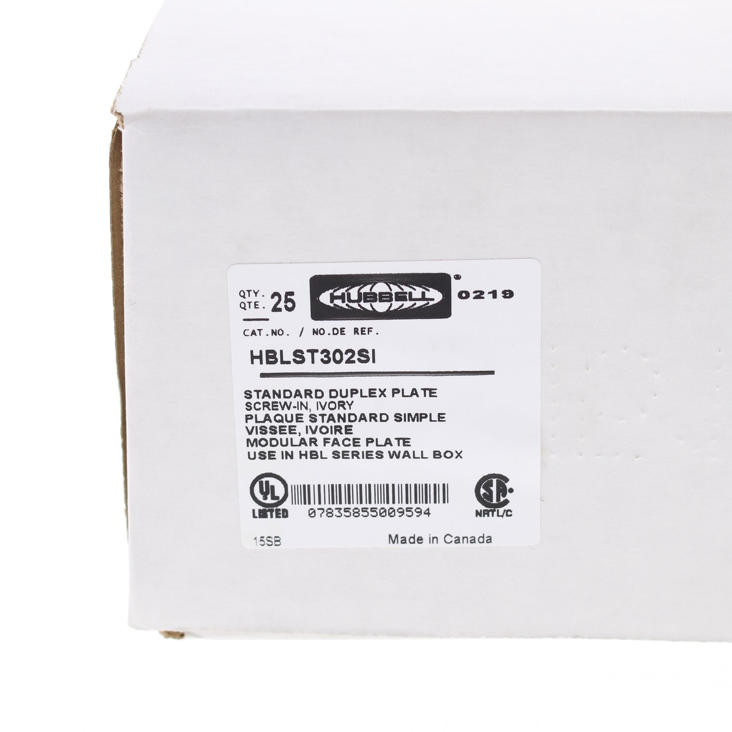 Hubbell HBLST302SI Ivory 1-Gang Duplex PVC Rigid Custom Wallplate Cover 25-pack