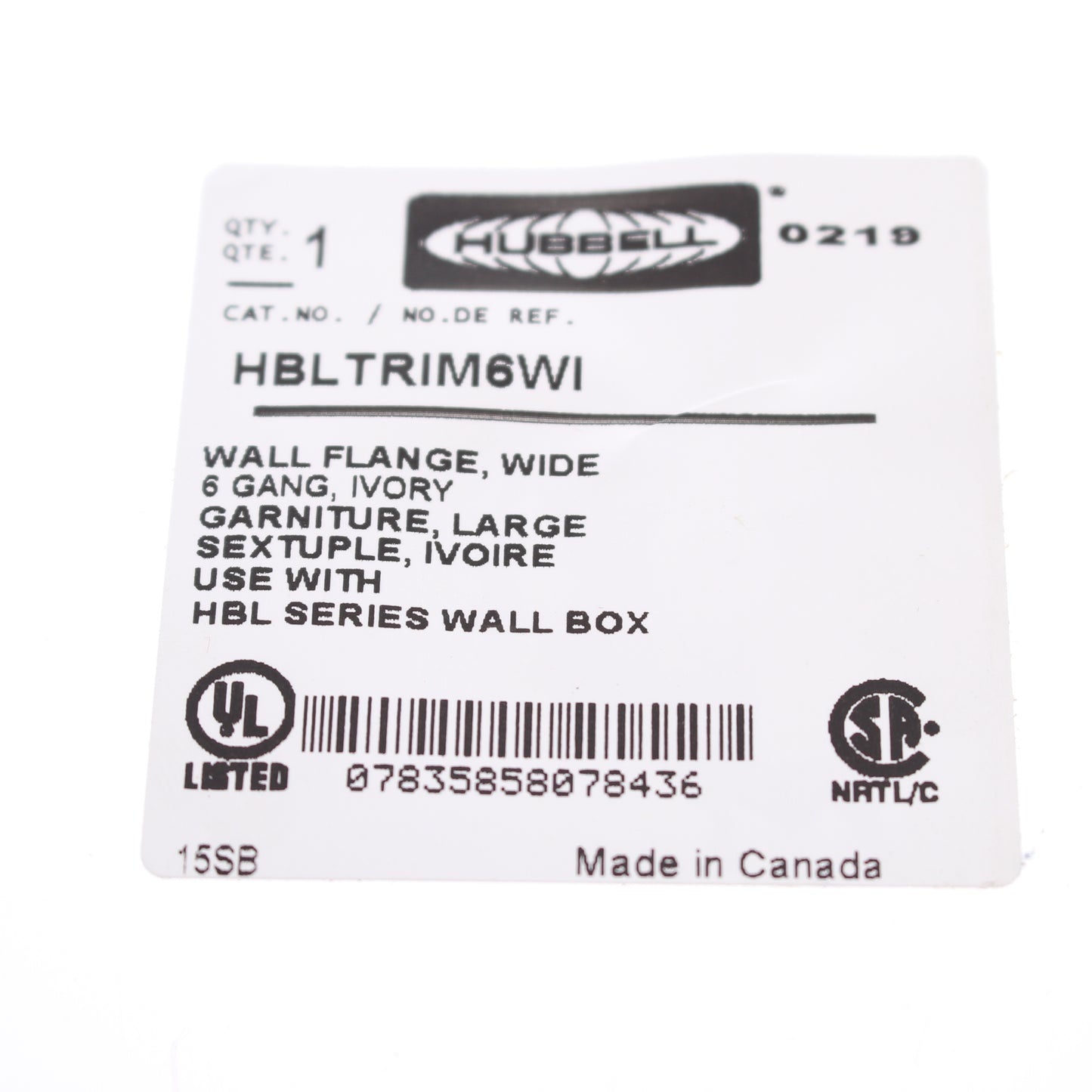 Hubbell HBLTRIM6WI Ivory 6-Gang Plastic Wallplate Cover Flange for HBL Wall Box