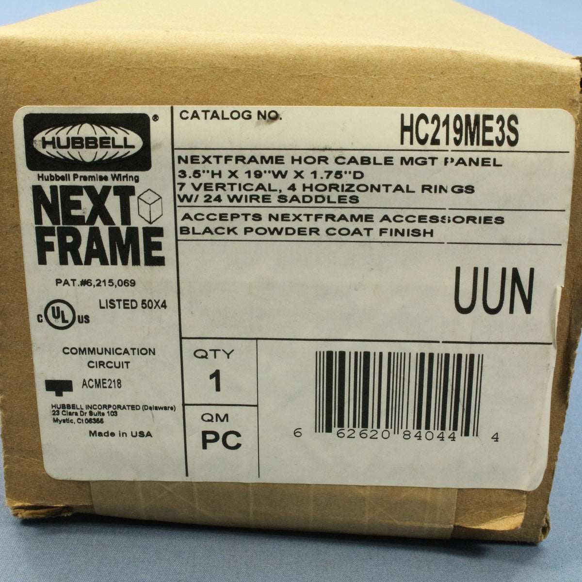Hubbell Nextframe Horizontal Cable Management Panel 3.5"H x 19"W HC219ME3S