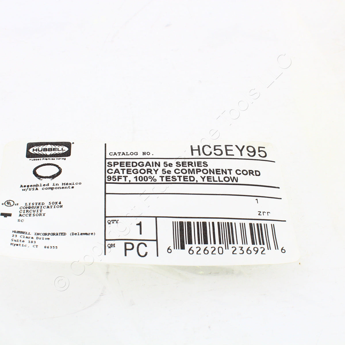 Hubbell Patch Cord Cat 5e Yellow 95 Ft LAN Ethernet Network Cable HC5EY95