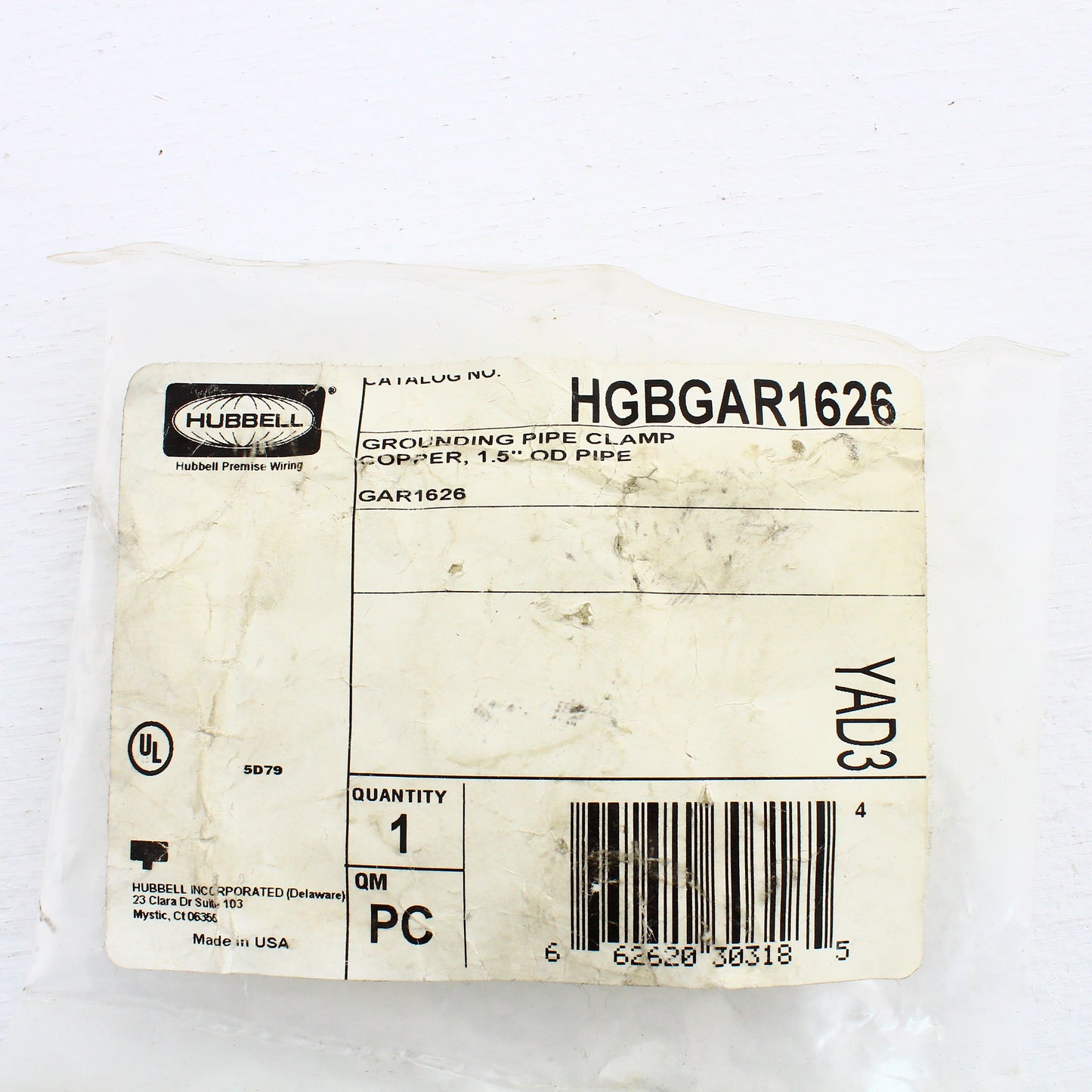 Hubbell HGBGAR1626 Grounding Bonding Pipe Clamp Copper Alloy 1.25"IPS #4-2/0 AWG