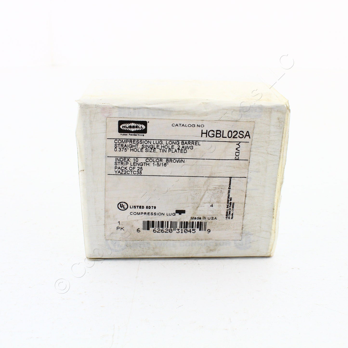 25 Hubbell Bonding Grounding Compression Lugs 2AWG 3/8" Hole Brown #10 HGBL02SA