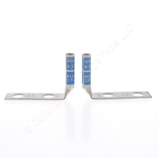 2 Hubbell Bonding Ground Compression Lugs 90� 6AWG 3/8" Holes Blue #7 HGBL06DB90