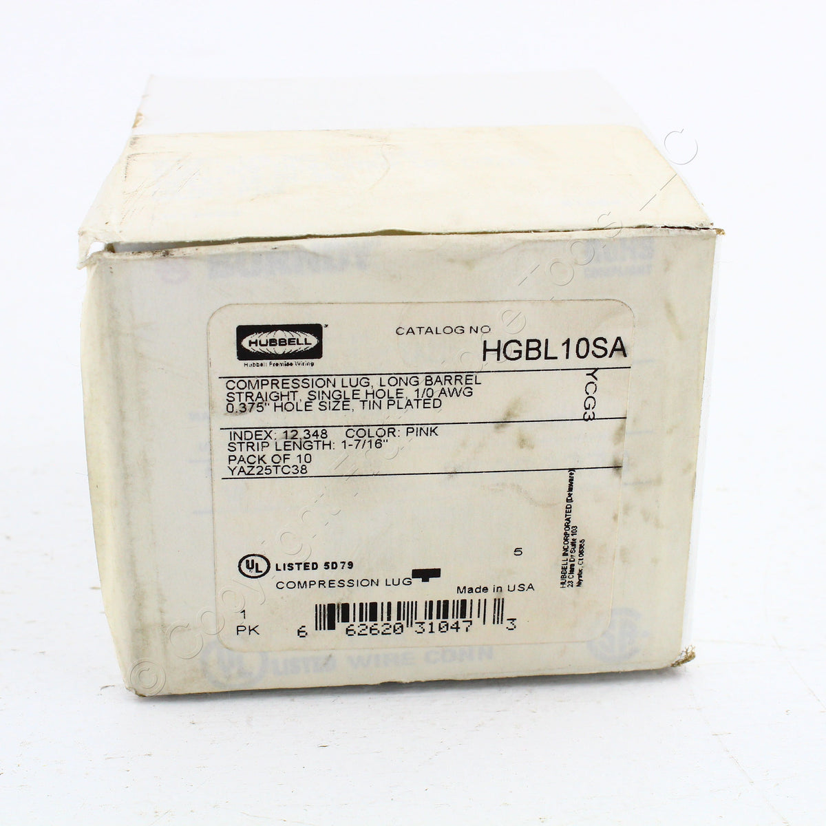 10 Hubbell Bonding Grounding Compression Lugs 1/0 AWG 3/8"Hole Pink #12 HGBL10SA