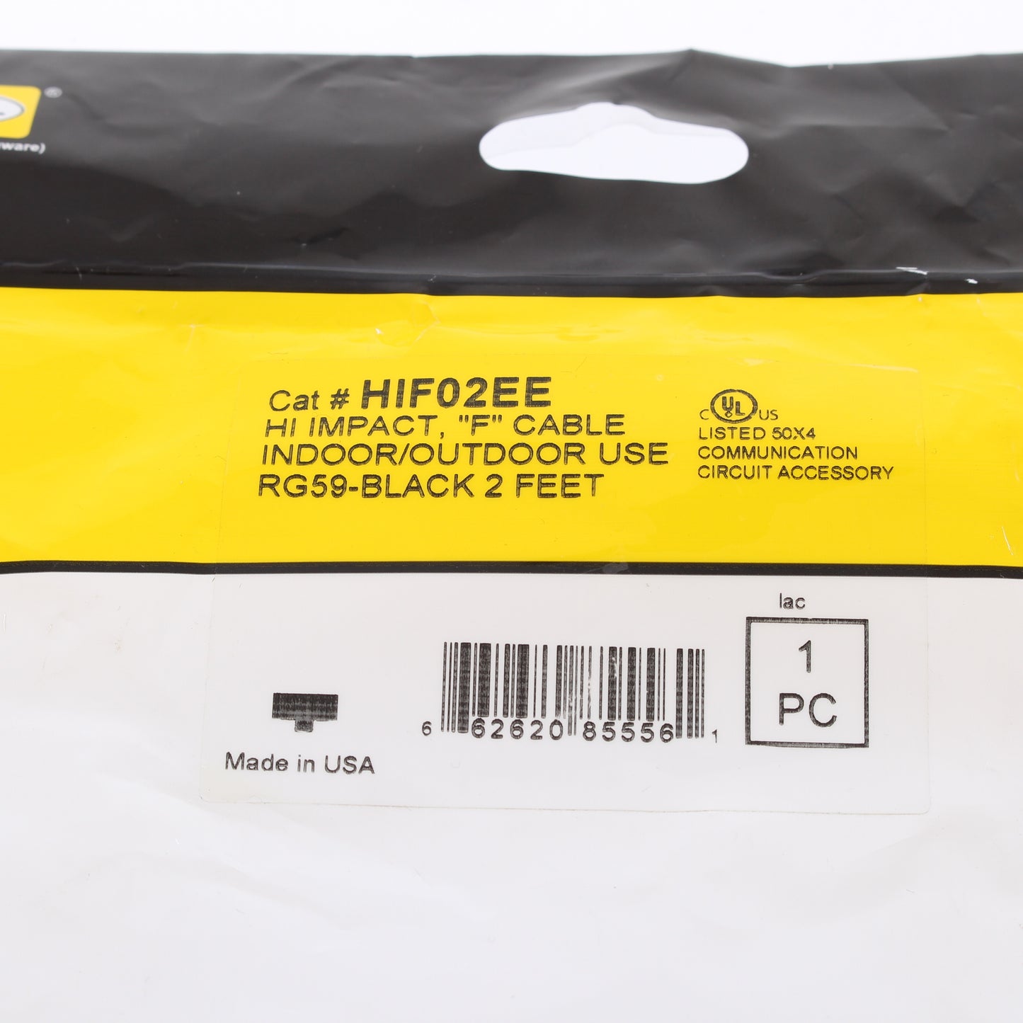 Hubbell Hi-Impact Coaxial Patch Cord RG59 F-Connector 2 Ft Network Cable HIF02EE
