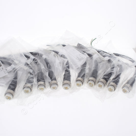 10 Hubbell 1ft Mini-Quick Connect Cords Pigtail Cable Male Plug 16/3 HPMS03101