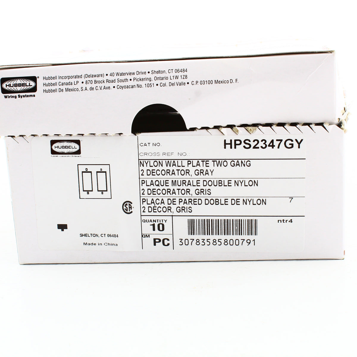 Hubbell HPS2347GY Gray 2-Gang Decorator Nylon Oversized Wallplate Cover 10pcs