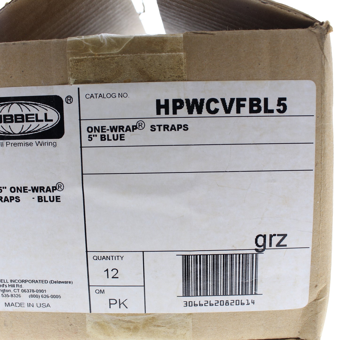 120 Hubbell Blue Hook & Loop One-Wrap Cable Ties 5" Cable Management HPWCVFBL5
