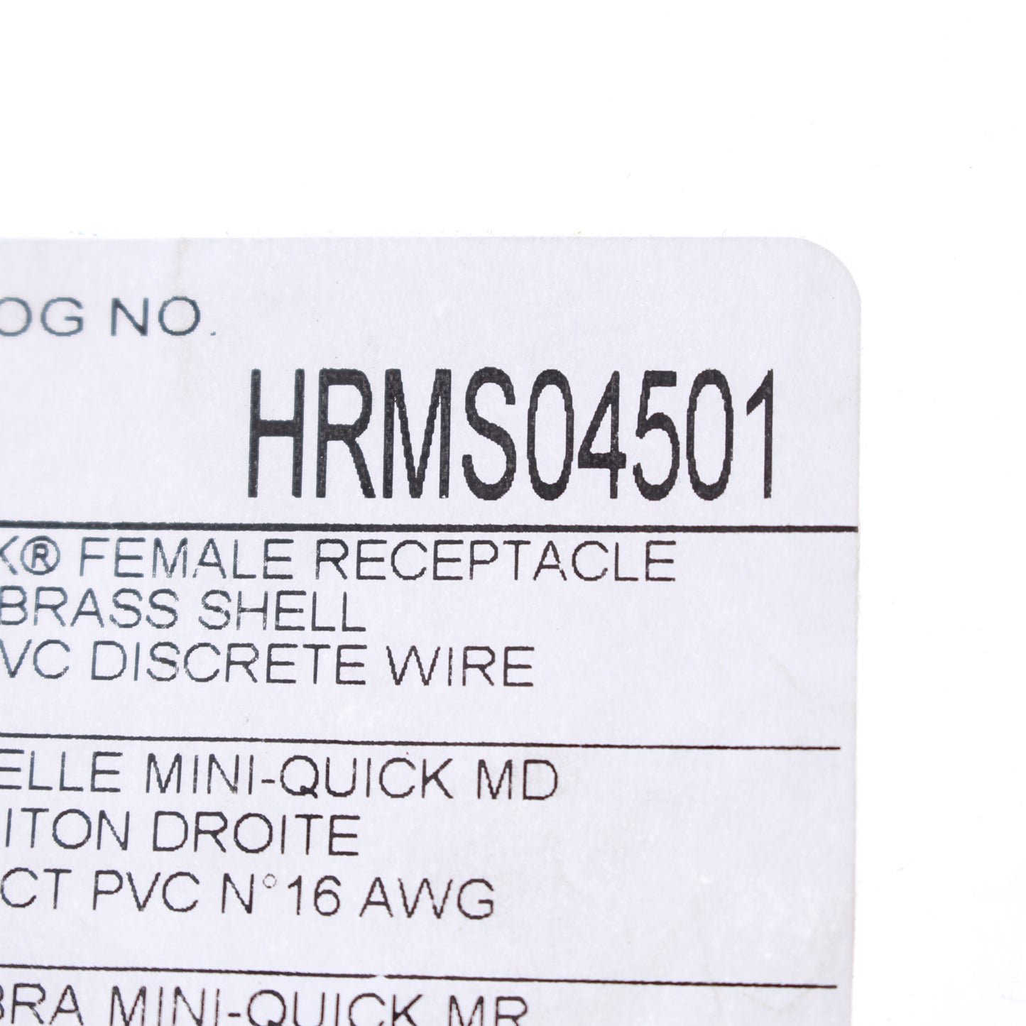 5 Hubbell MiniQuick Female Receptacle 3P4W Straight 16/4 Quickconnect HRMS04501