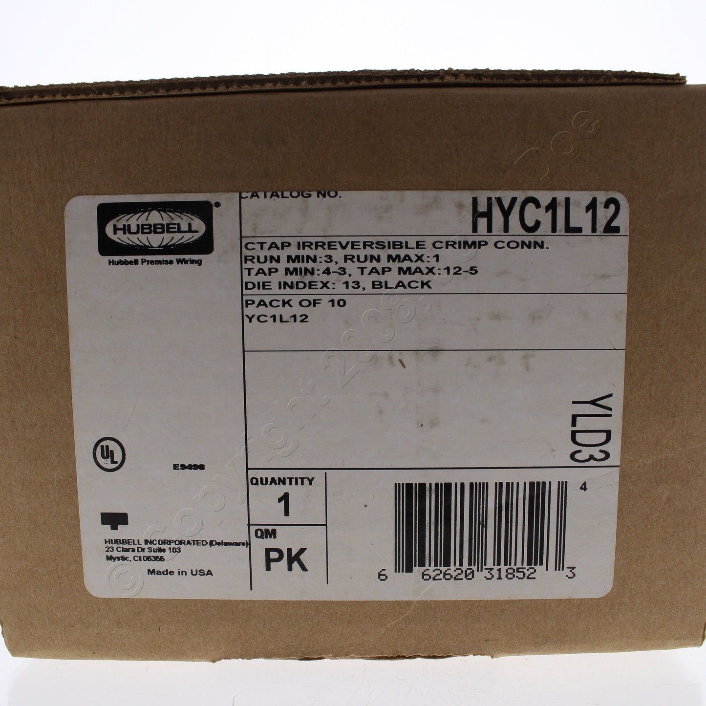 10PK Hubbell Thin Wall Bonding Compression Tap C-Tap #1-12 AWG Index 13 HYC1L12