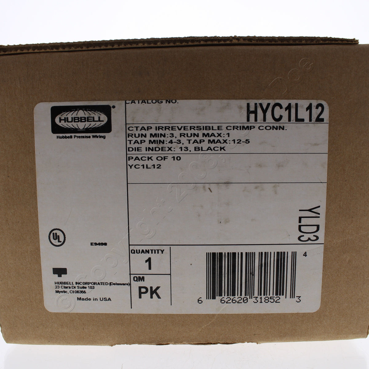 10PK Hubbell Thin Wall Bonding Compression Tap C-Tap #1-12 AWG Index 13 HYC1L12