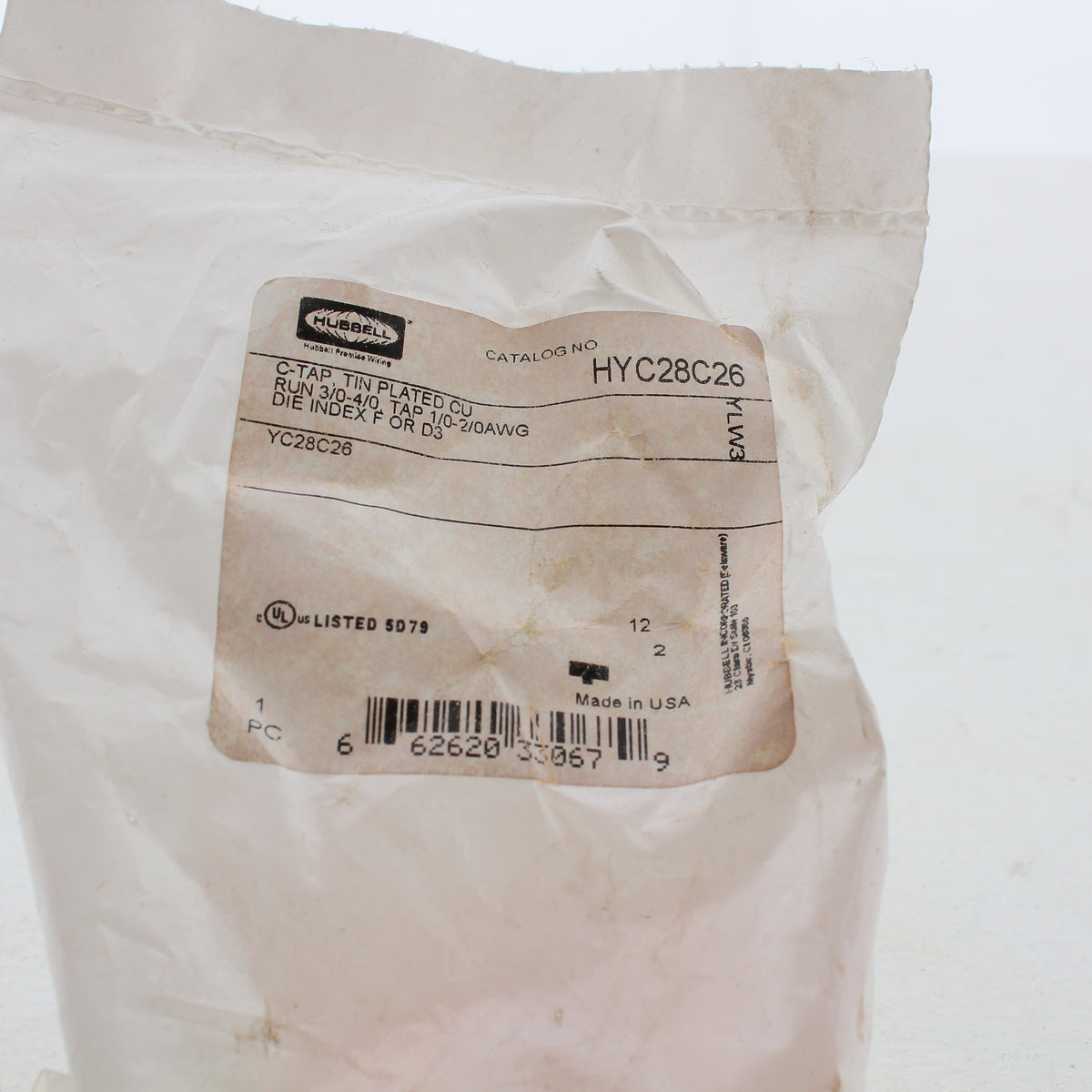 Hubbell Direct Burial Grounding Bonding Compression C-Tap 4/0-2/0 D3 HYC28C26