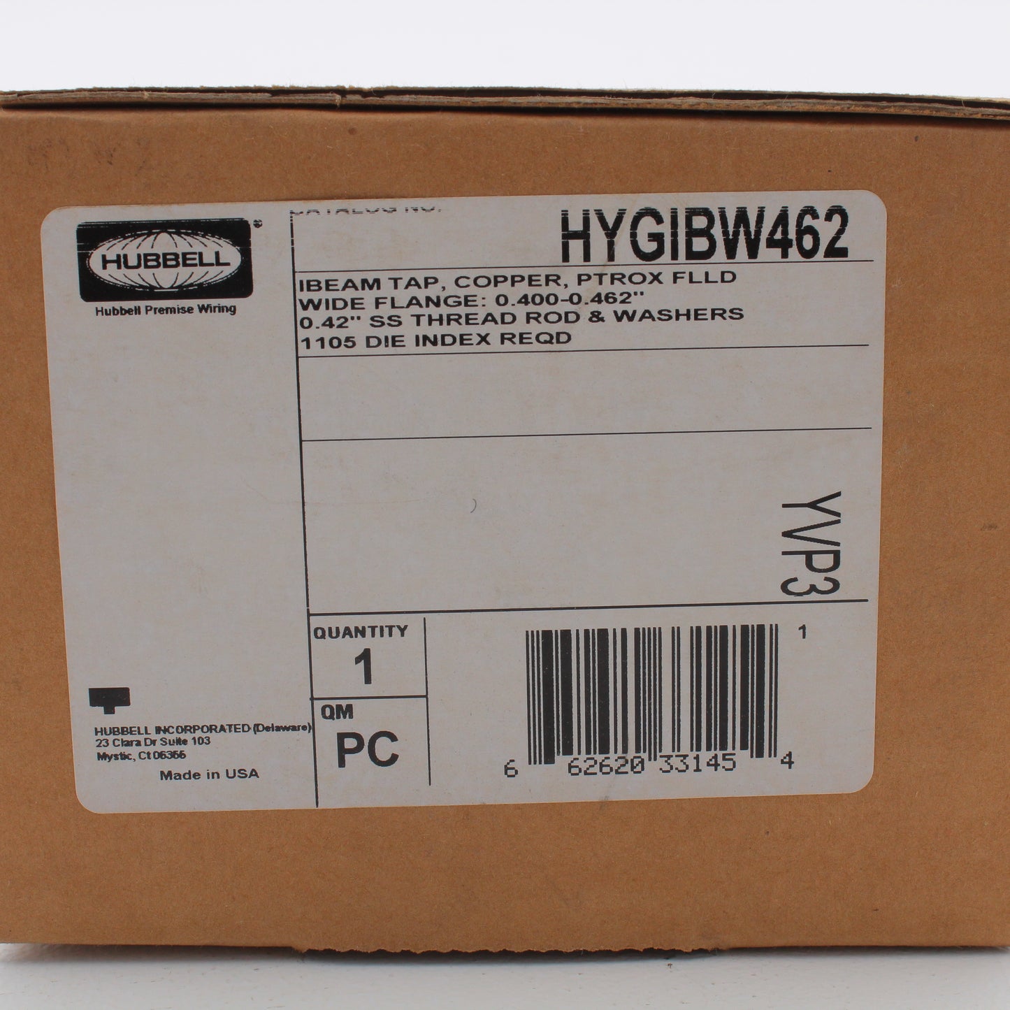 Hubbell Wide Flange I-Beam Grounding Bonding Tap .4-.462" Die HU1105 HYGIBW462