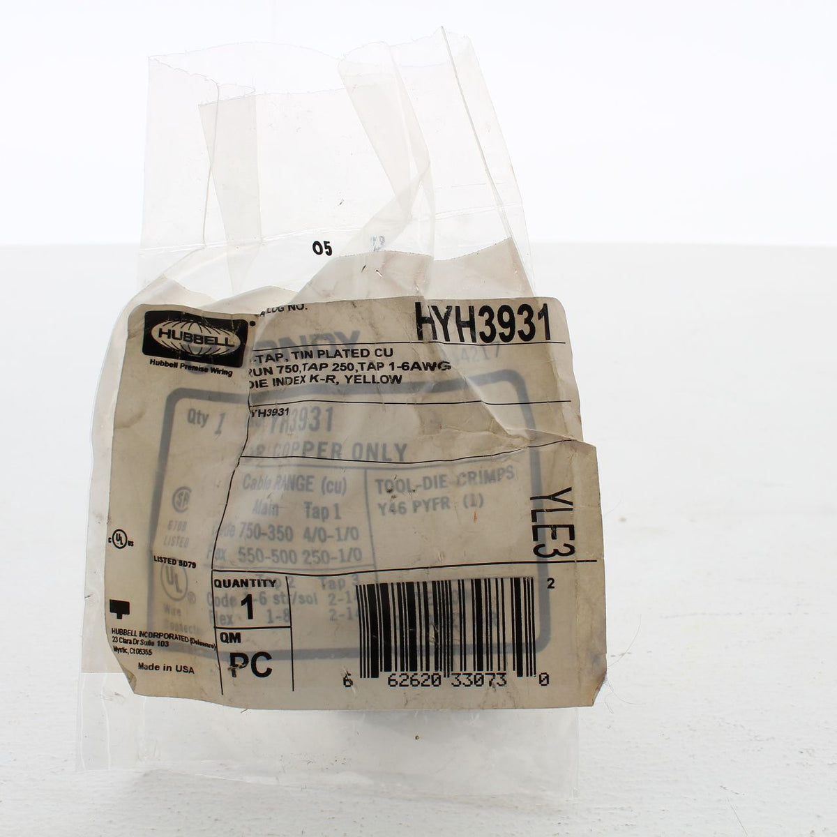 Hubbell Compression H-Tap 750-4/0 650-4/0 500-4/0,1/0 Index K-R Yellow HYH3931