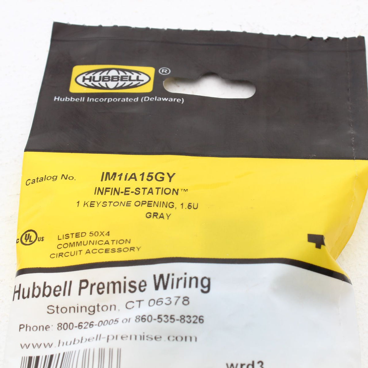 Hubbell IM1IA15GY Gray 1.5 Unit 1-Port iStation Module Recessed Keystone Plate