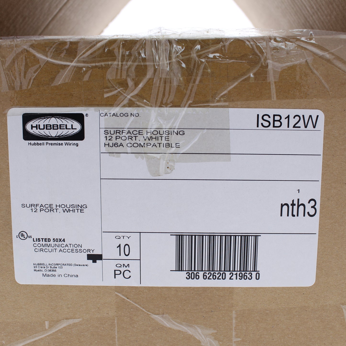 Hubbell ISB12W White 12-Port Ethernet Keystone Housing Surface Mount Box 10pcs