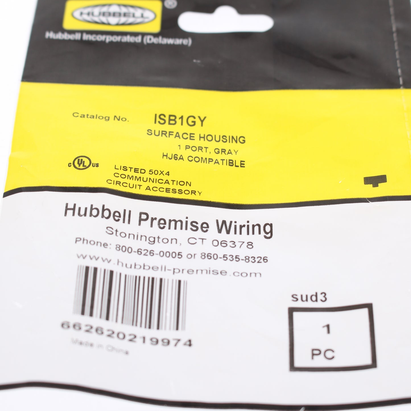 Hubbell Gray 1-Port Data Voice Keystone Housing Surface Mount Box ISB1GY