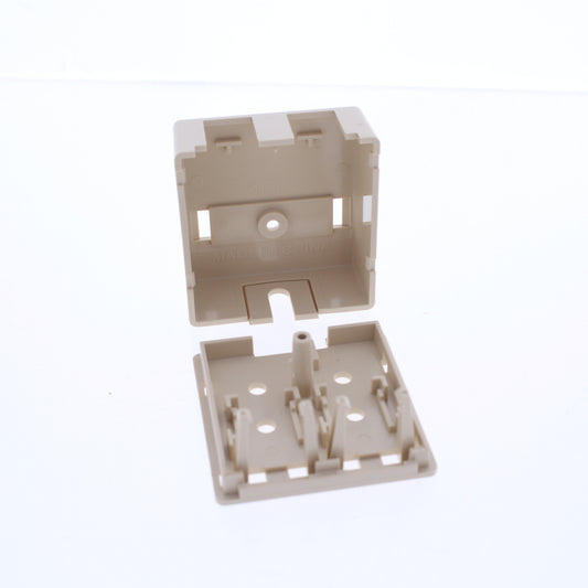 Hubbell "Telco Ivory" 2-Port Data Voice Keystone Housing Surface Mount Box