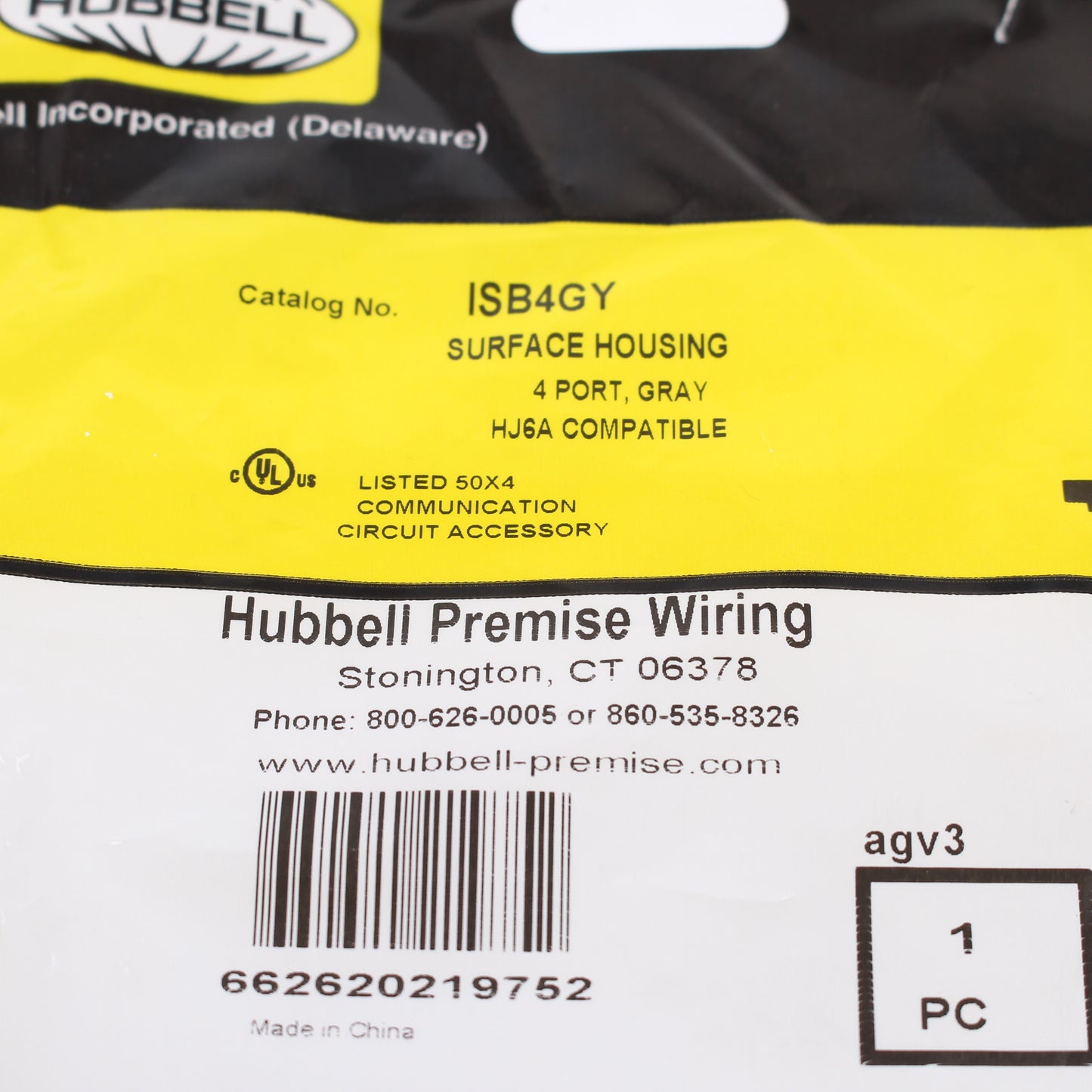 Hubbell Gray 4-Port Data Voice Media Keystone Housing Surface Mount Box ISB4GY