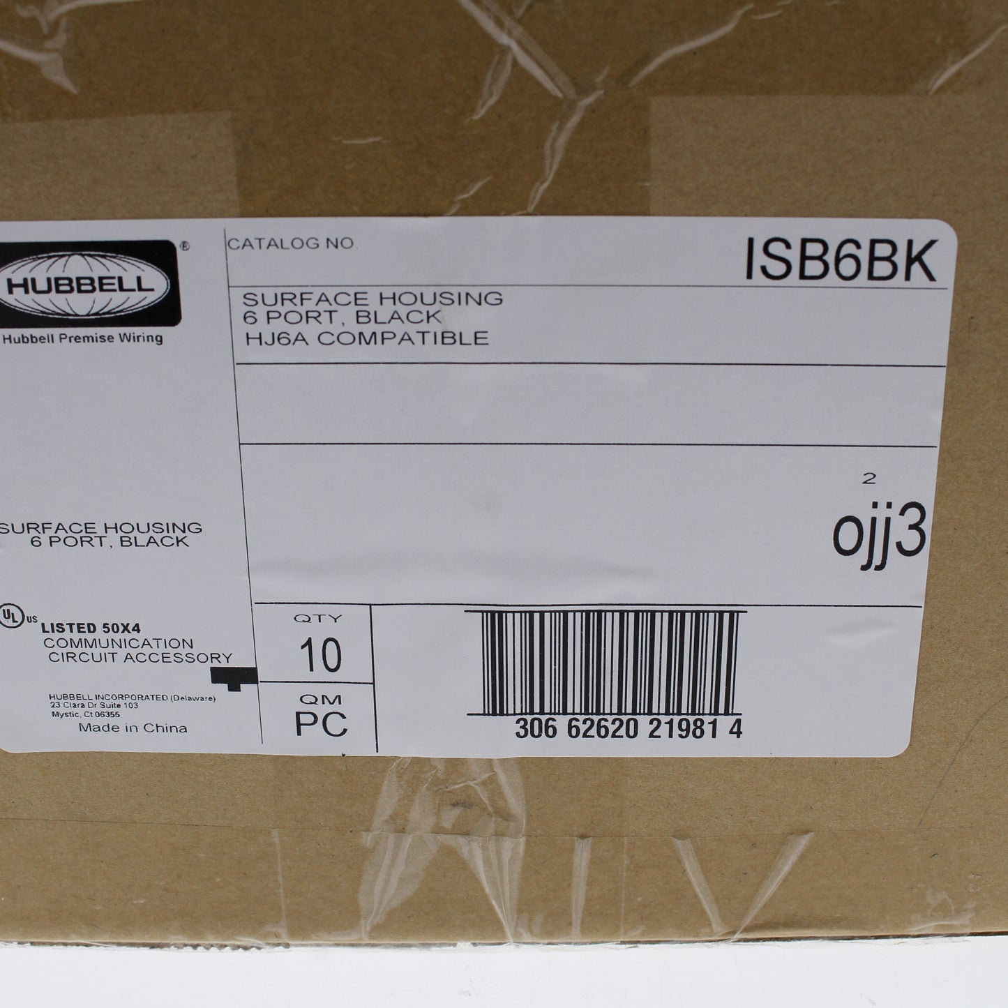 10 Hubbell Black 6-Port Data Voice Keystone Housings Surface Mount Box ISB6BK